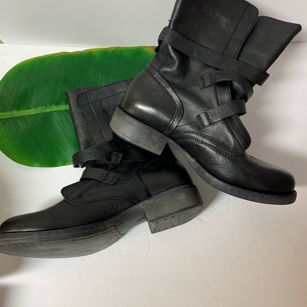 Diba True Black Moto Combat Leather Boots Size 6.5 - Picture 3 of 6